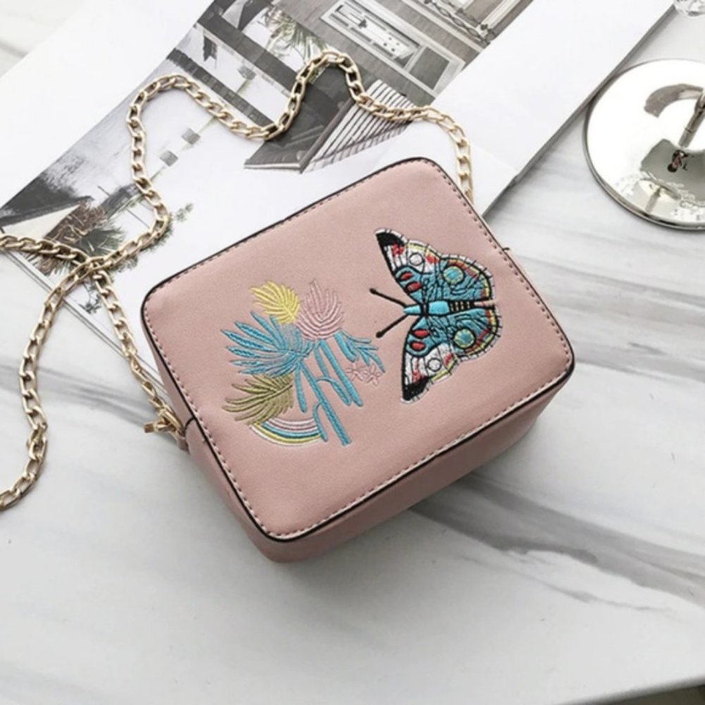 Butterfly Pink Crossbody Bag Gem